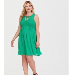 Green dress with tie front